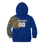 Personalized West Coast Eagles Polynesian Kid Hoodie Tribal Chest and Sleeve Tattoo Heritage Warrior