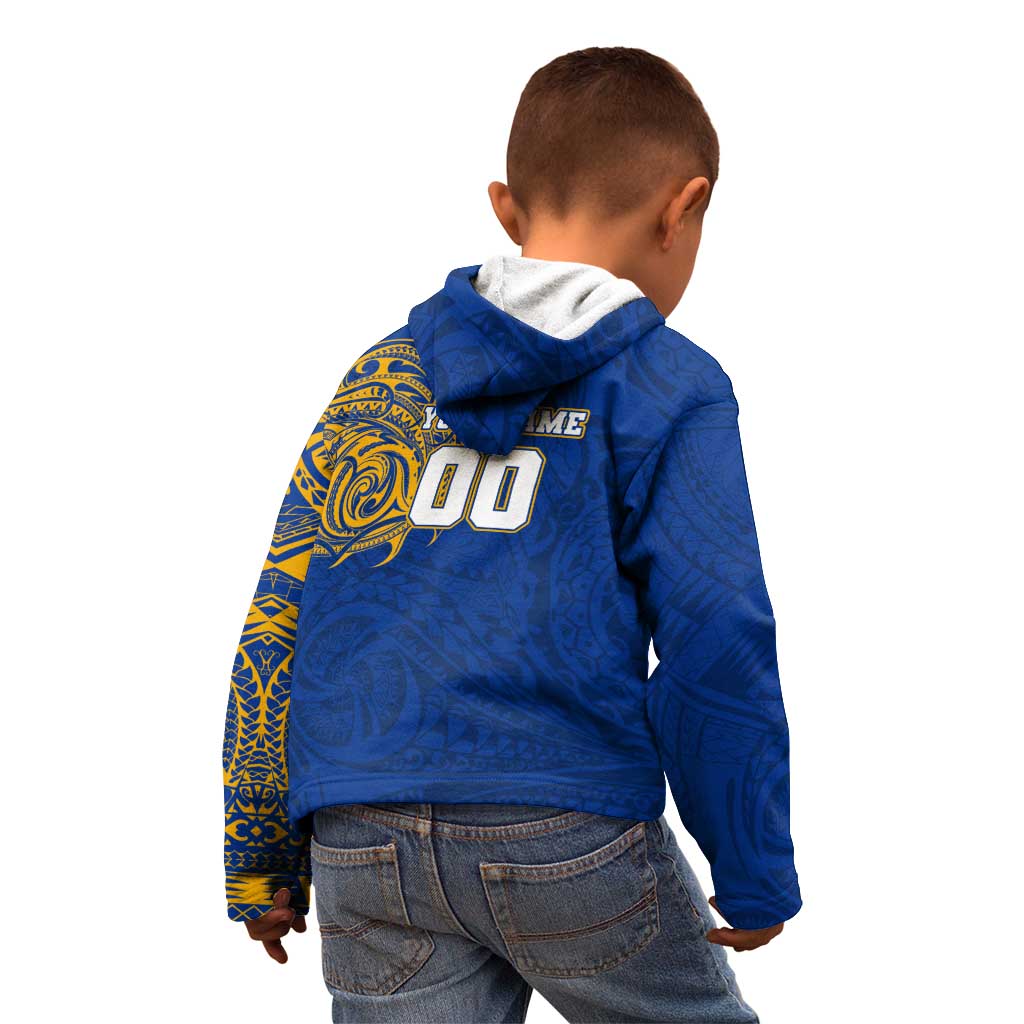 Personalized West Coast Eagles Polynesian Kid Hoodie Tribal Chest and Sleeve Tattoo Heritage Warrior