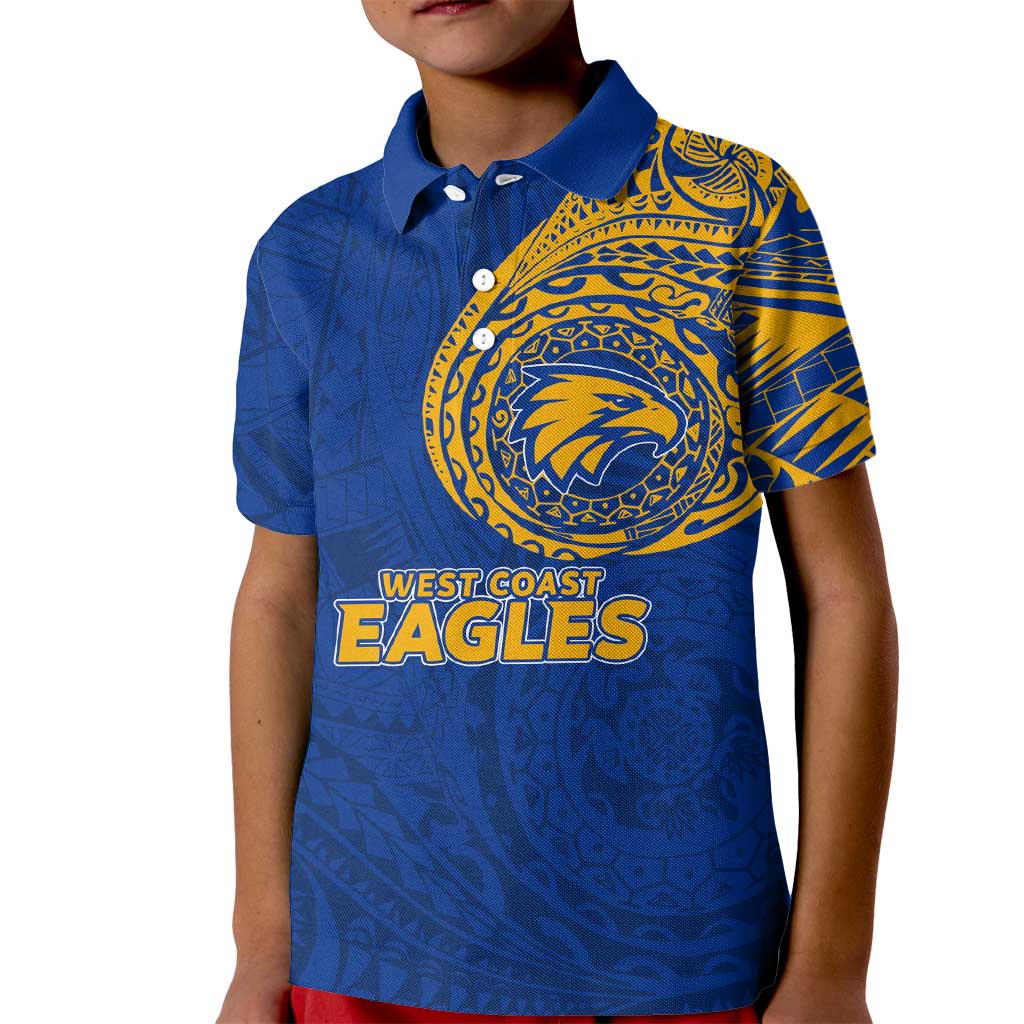 Personalized West Coast Eagles Polynesian Kid Polo Shirt Tribal Chest and Sleeve Tattoo Heritage Warrior