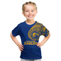 Personalized West Coast Eagles Polynesian Kid T Shirt Tribal Chest and Sleeve Tattoo Heritage Warrior
