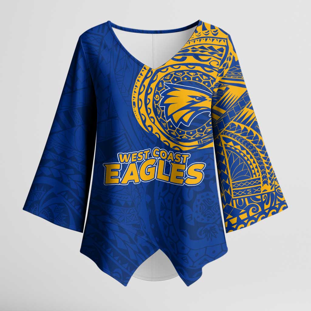 Personalized West Coast Eagles Polynesian Kimono Sleeve Blouse Tribal Chest and Sleeve Tattoo Heritage Warrior