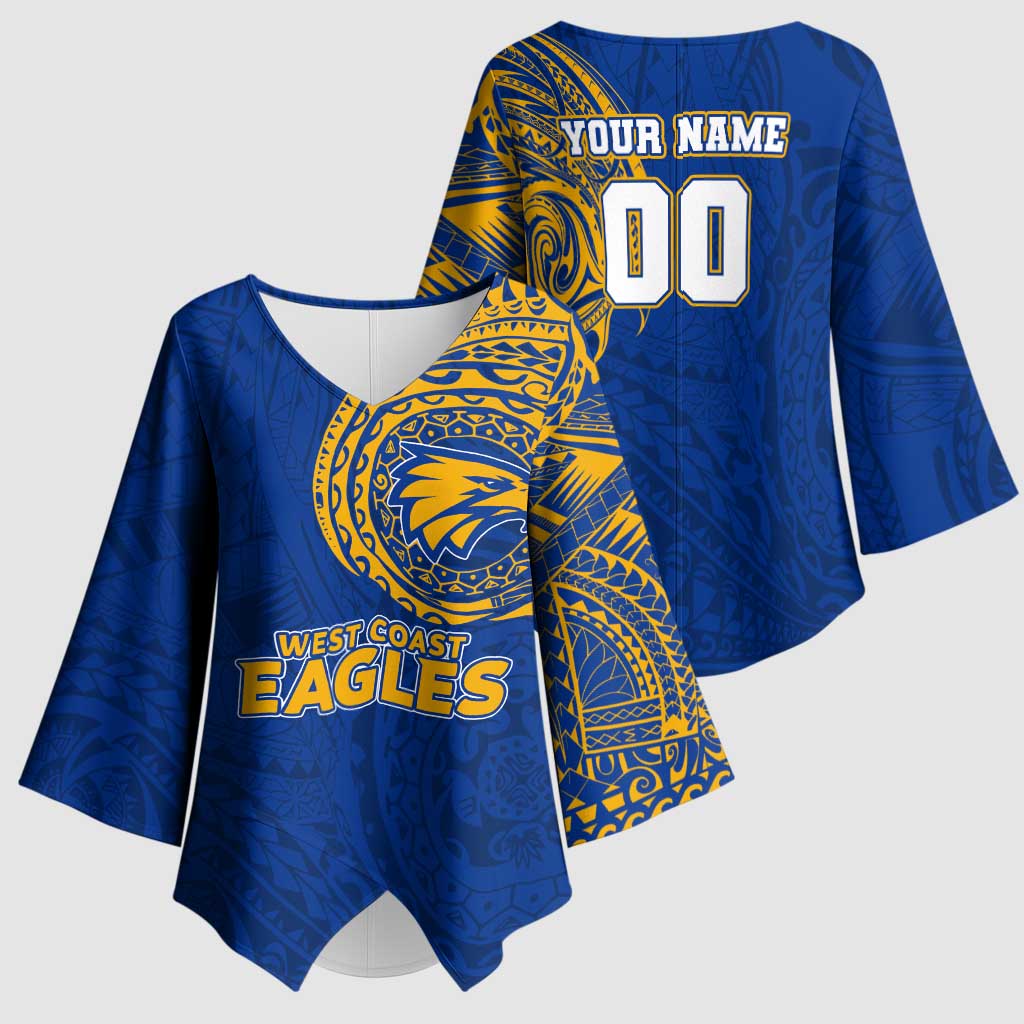 Personalized West Coast Eagles Polynesian Kimono Sleeve Blouse Tribal Chest and Sleeve Tattoo Heritage Warrior
