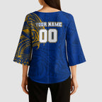 Personalized West Coast Eagles Polynesian Kimono Sleeve Blouse Tribal Chest and Sleeve Tattoo Heritage Warrior