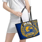 Personalized West Coast Eagles Polynesian Leather Tote Bag Tribal Chest and Sleeve Tattoo Heritage Warrior