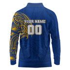 Personalized West Coast Eagles Polynesian Long Sleeve Polo Shirt Tribal Chest and Sleeve Tattoo Heritage Warrior