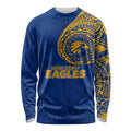 Personalized West Coast Eagles Polynesian Long Sleeve Shirt Tribal Chest and Sleeve Tattoo Heritage Warrior