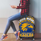 Personalized West Coast Eagles Polynesian Luggage Cover Tribal Chest and Sleeve Tattoo Heritage Warrior