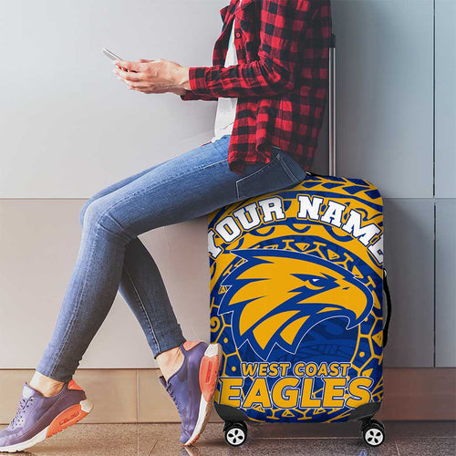 Personalized West Coast Eagles Polynesian Luggage Cover Tribal Chest and Sleeve Tattoo Heritage Warrior