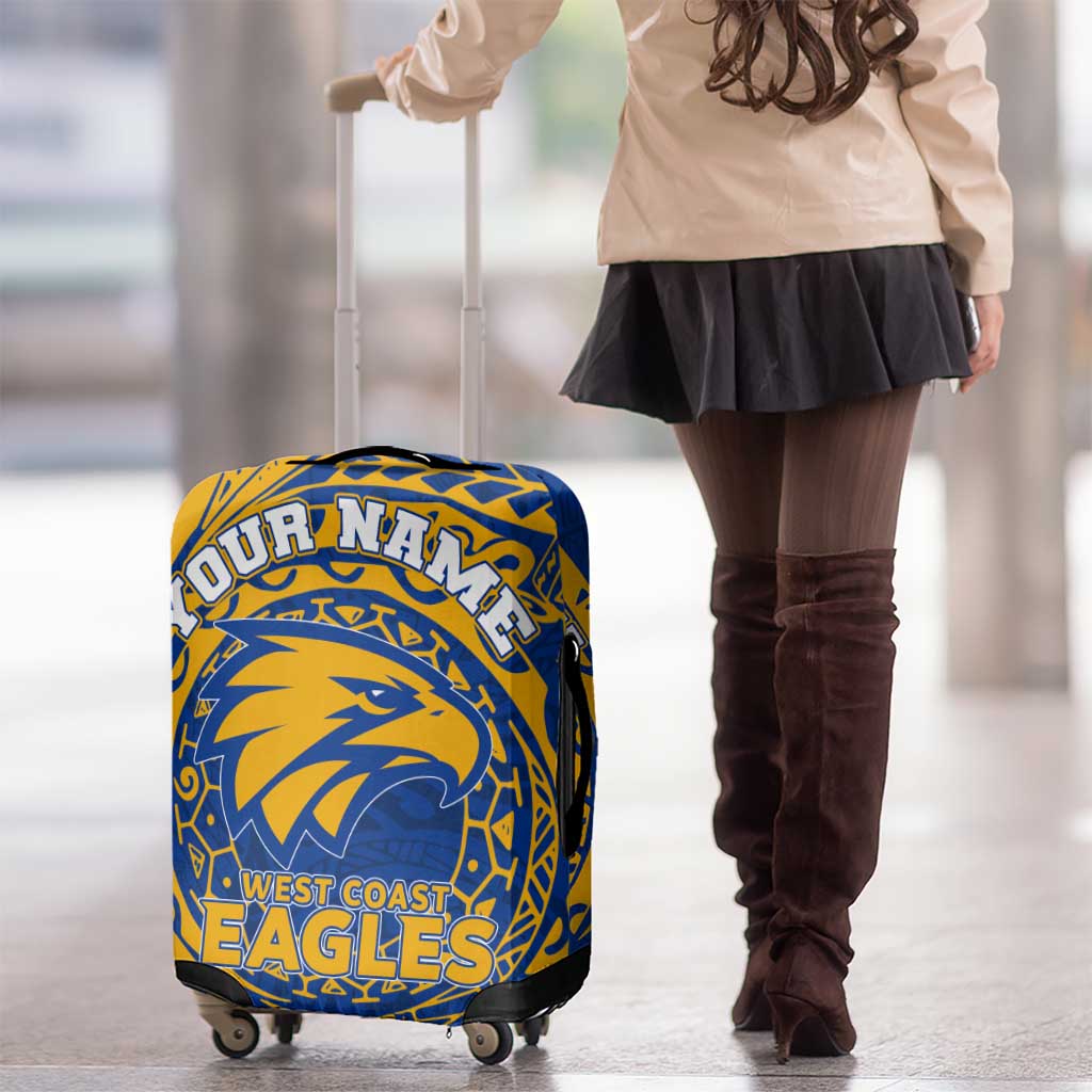 Personalized West Coast Eagles Polynesian Luggage Cover Tribal Chest and Sleeve Tattoo Heritage Warrior