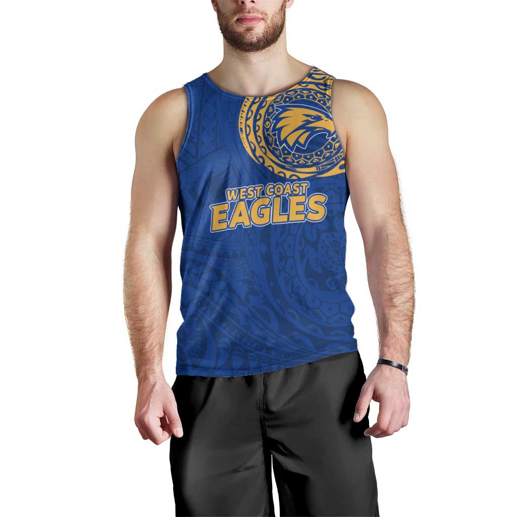 Personalized West Coast Eagles Polynesian Men Tank Top Tribal Chest and Sleeve Tattoo Heritage Warrior