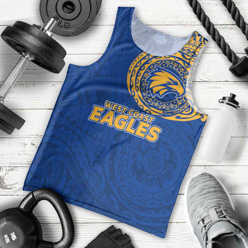 Personalized West Coast Eagles Polynesian Men Tank Top Tribal Chest and Sleeve Tattoo Heritage Warrior