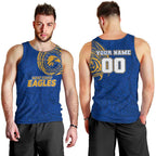 Personalized West Coast Eagles Polynesian Men Tank Top Tribal Chest and Sleeve Tattoo Heritage Warrior