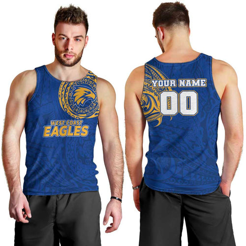 Personalized West Coast Eagles Polynesian Men Tank Top Tribal Chest and Sleeve Tattoo Heritage Warrior