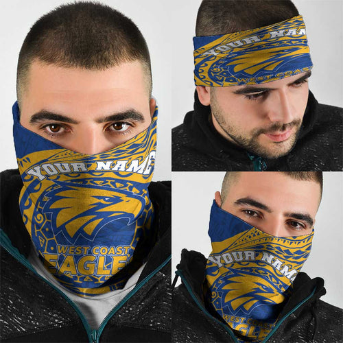 Personalized West Coast Eagles Polynesian Neck Gaiter Tribal Chest and Sleeve Tattoo Heritage Warrior