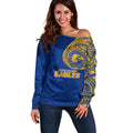 Personalized West Coast Eagles Polynesian Off Shoulder Sweater Tribal Chest and Sleeve Tattoo Heritage Warrior