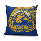 Personalized West Coast Eagles Polynesian Pillow Cover Tribal Chest and Sleeve Tattoo Heritage Warrior