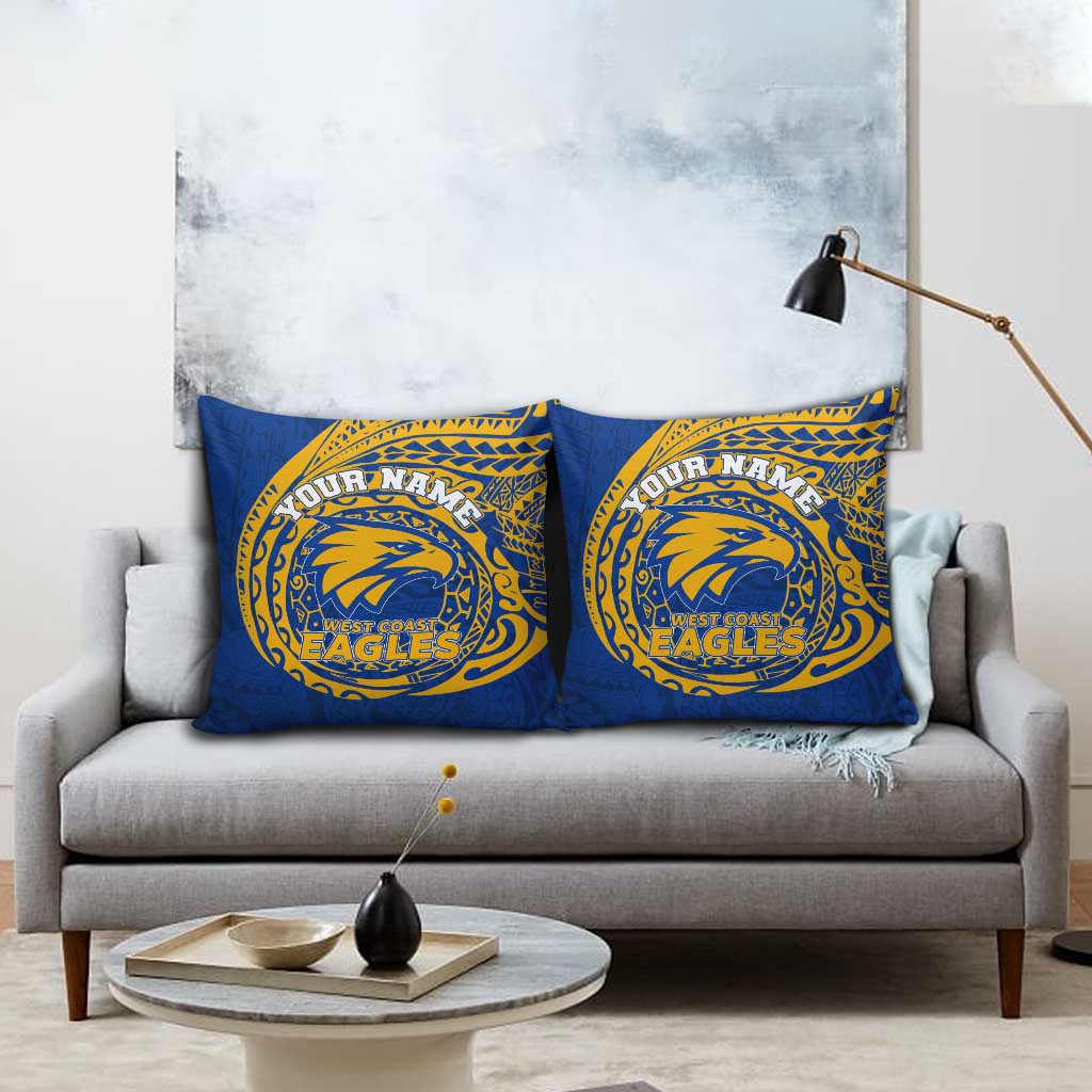 Personalized West Coast Eagles Polynesian Pillow Cover Tribal Chest and Sleeve Tattoo Heritage Warrior