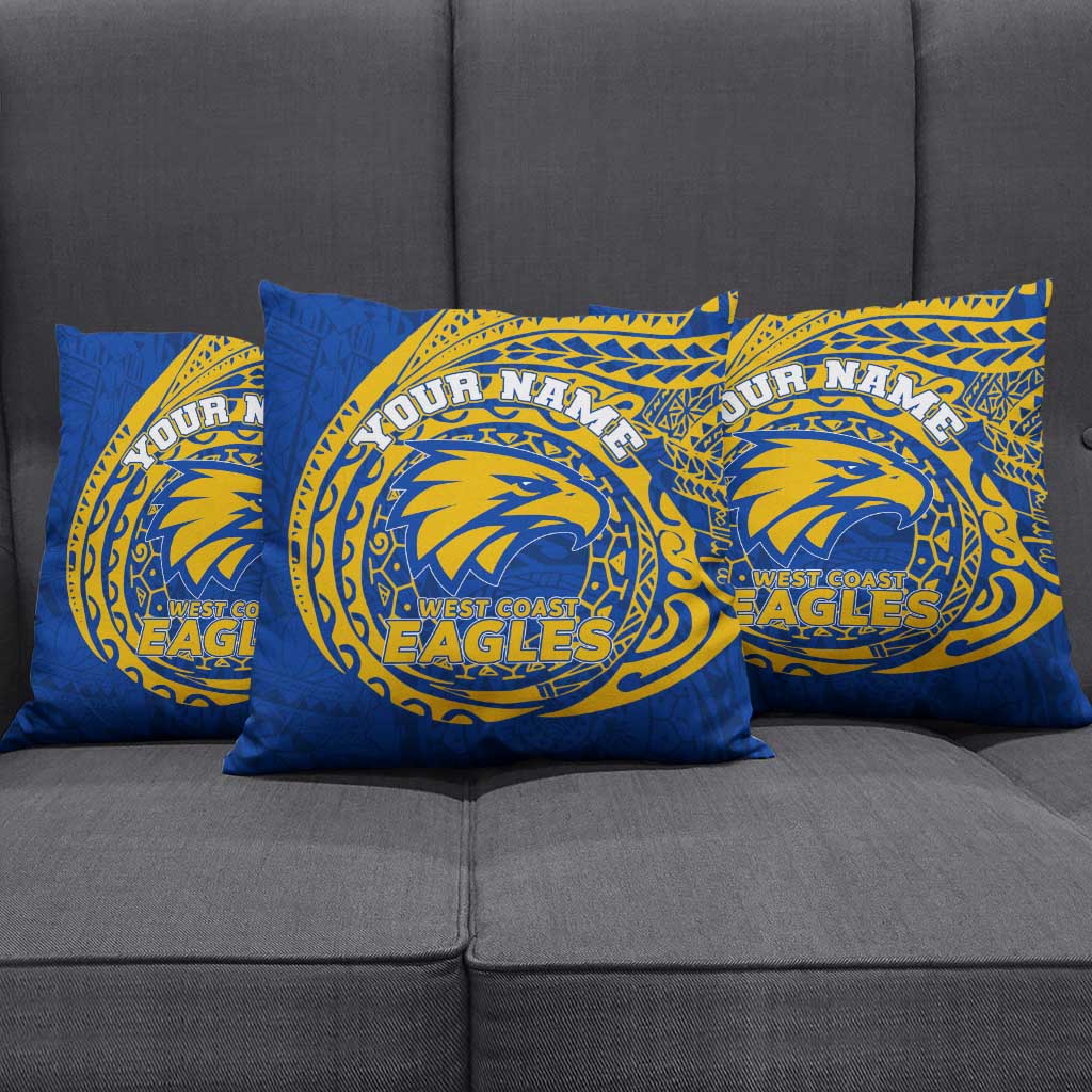 Personalized West Coast Eagles Polynesian Pillow Cover Tribal Chest and Sleeve Tattoo Heritage Warrior