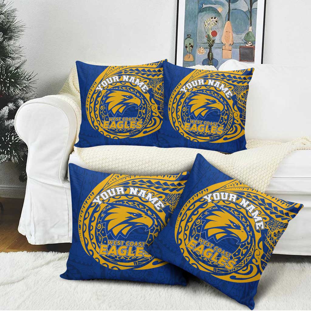 Personalized West Coast Eagles Polynesian Pillow Cover Tribal Chest and Sleeve Tattoo Heritage Warrior