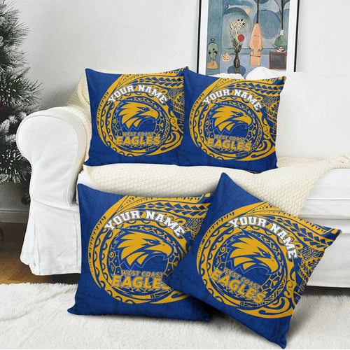 Personalized West Coast Eagles Polynesian Pillow Cover Tribal Chest and Sleeve Tattoo Heritage Warrior