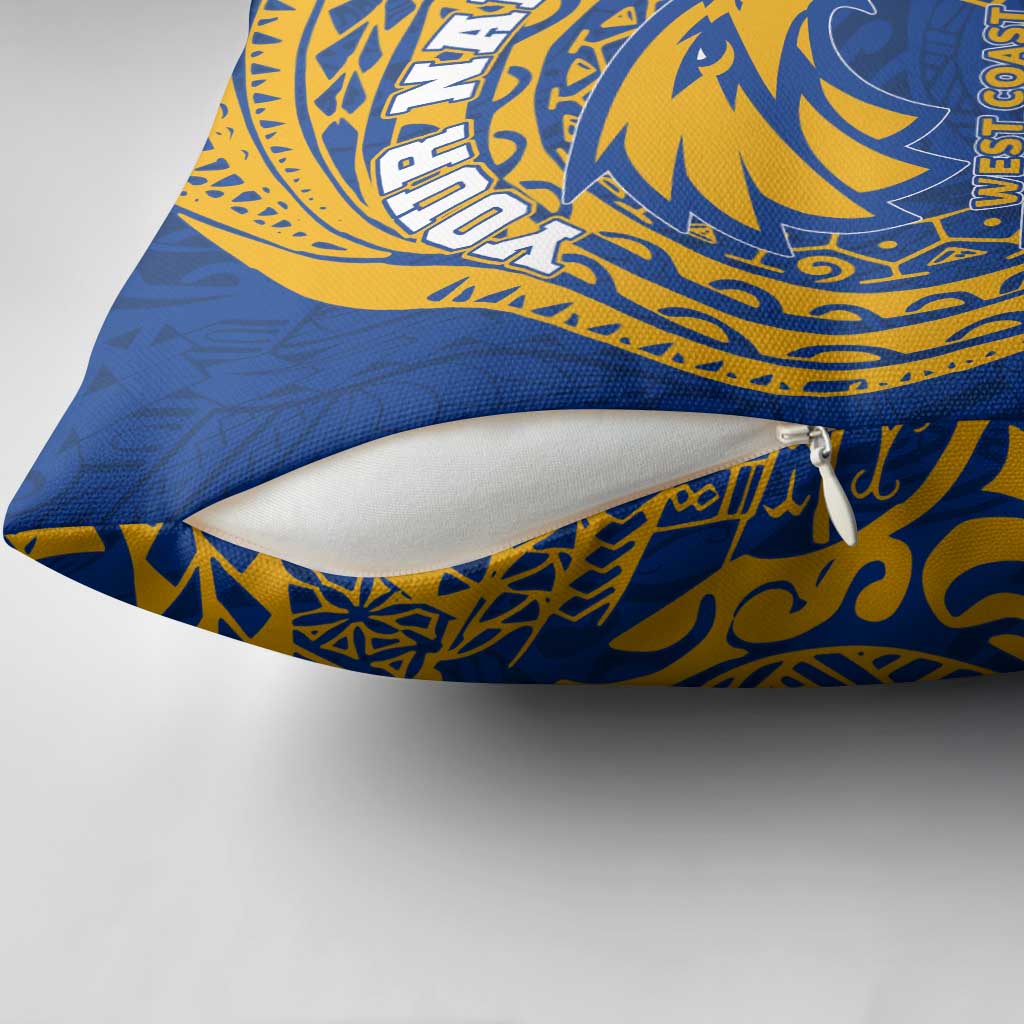 Personalized West Coast Eagles Polynesian Pillow Cover Tribal Chest and Sleeve Tattoo Heritage Warrior