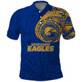Personalized West Coast Eagles Polynesian Polo Shirt Tribal Chest and Sleeve Tattoo Heritage Warrior