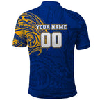Personalized West Coast Eagles Polynesian Polo Shirt Tribal Chest and Sleeve Tattoo Heritage Warrior