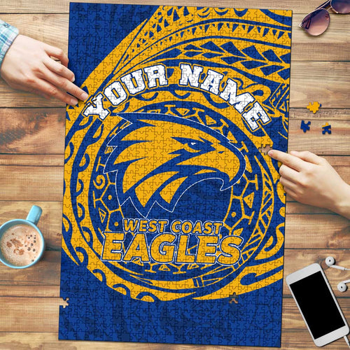 Personalized West Coast Eagles Polynesian Puzzle Tribal Chest and Sleeve Tattoo Heritage Warrior