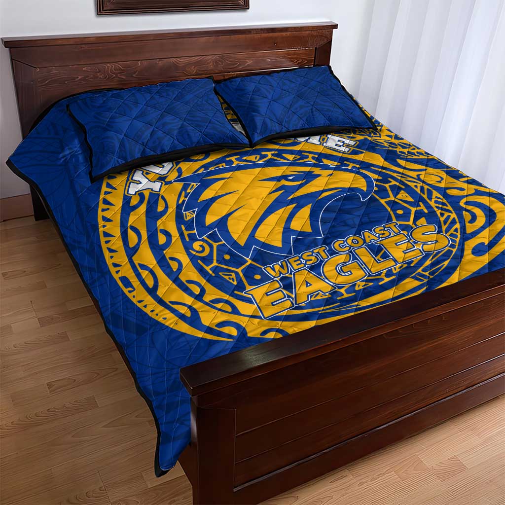 Personalized West Coast Eagles Polynesian Quilt Bed Set Tribal Chest and Sleeve Tattoo Heritage Warrior