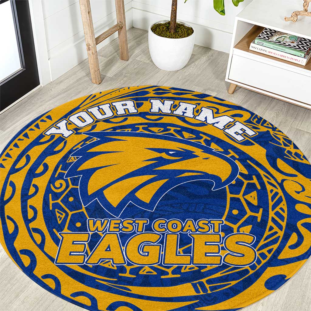Personalized West Coast Eagles Polynesian Round Carpet Tribal Chest and Sleeve Tattoo Heritage Warrior