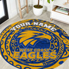 Personalized West Coast Eagles Polynesian Round Carpet Tribal Chest and Sleeve Tattoo Heritage Warrior