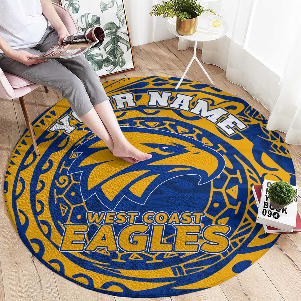Personalized West Coast Eagles Polynesian Round Carpet Tribal Chest and Sleeve Tattoo Heritage Warrior