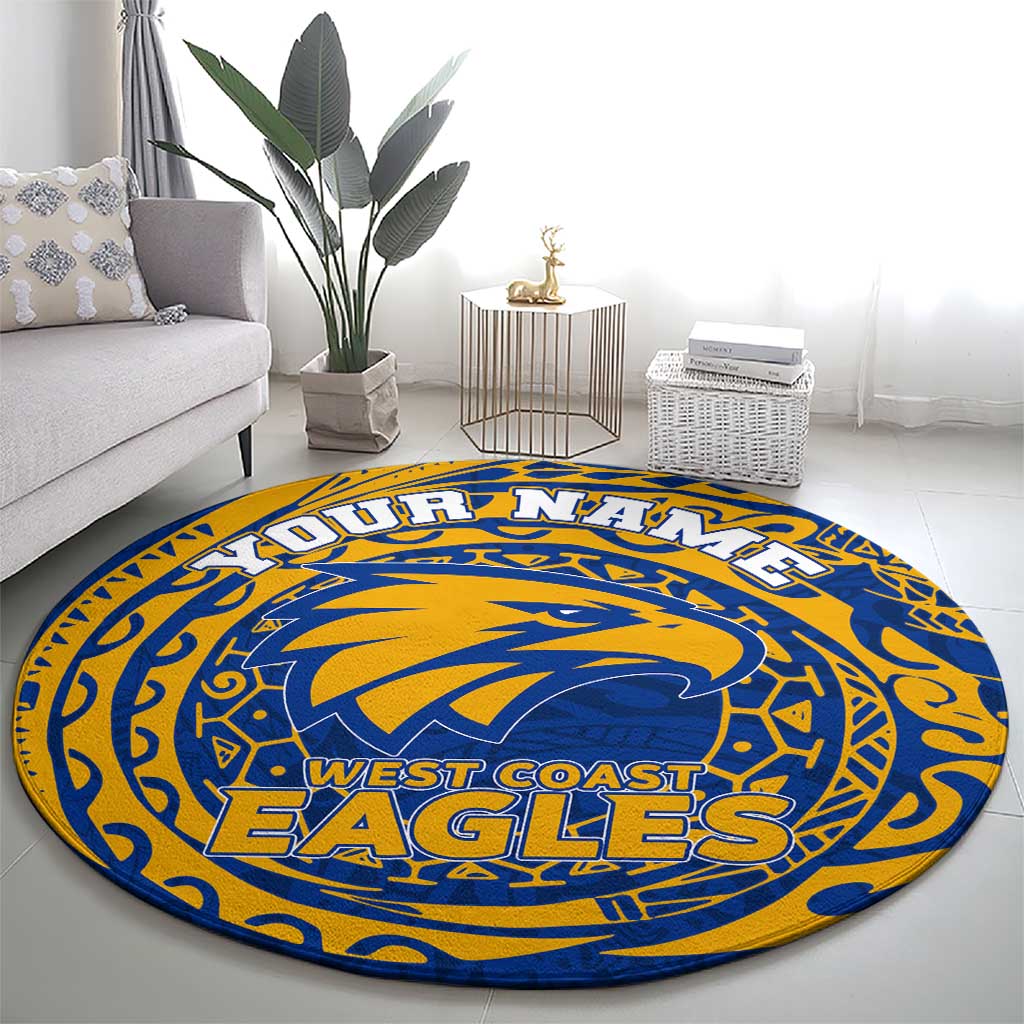 Personalized West Coast Eagles Polynesian Round Carpet Tribal Chest and Sleeve Tattoo Heritage Warrior