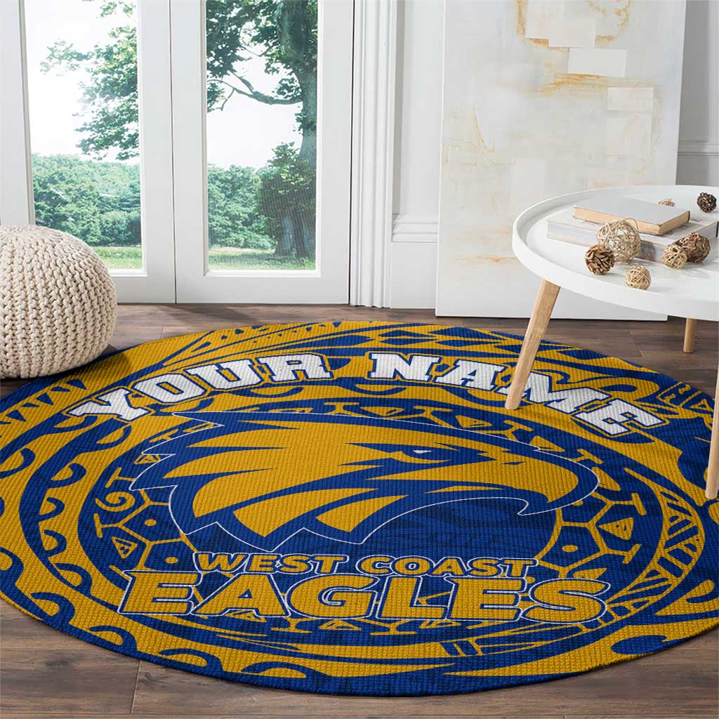 Personalized West Coast Eagles Polynesian Round Carpet Tribal Chest and Sleeve Tattoo Heritage Warrior