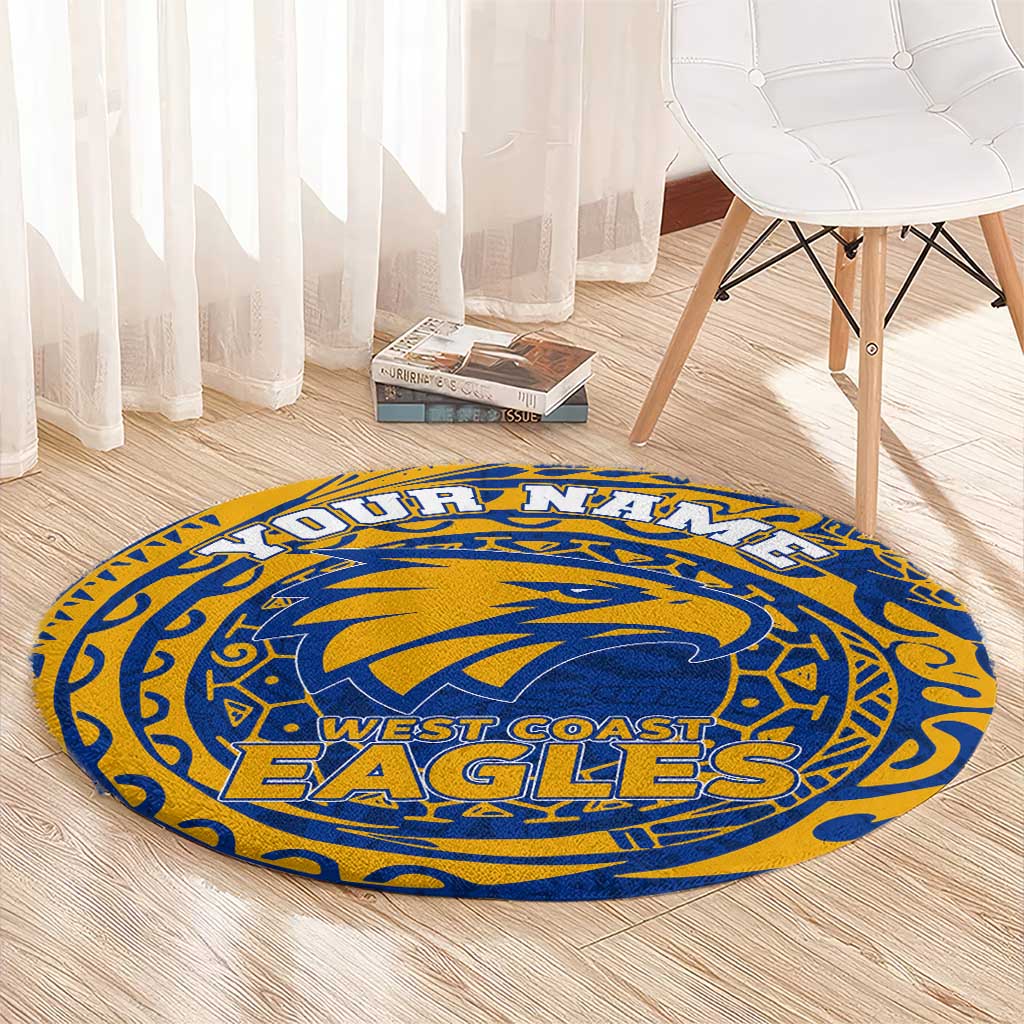Personalized West Coast Eagles Polynesian Round Carpet Tribal Chest and Sleeve Tattoo Heritage Warrior