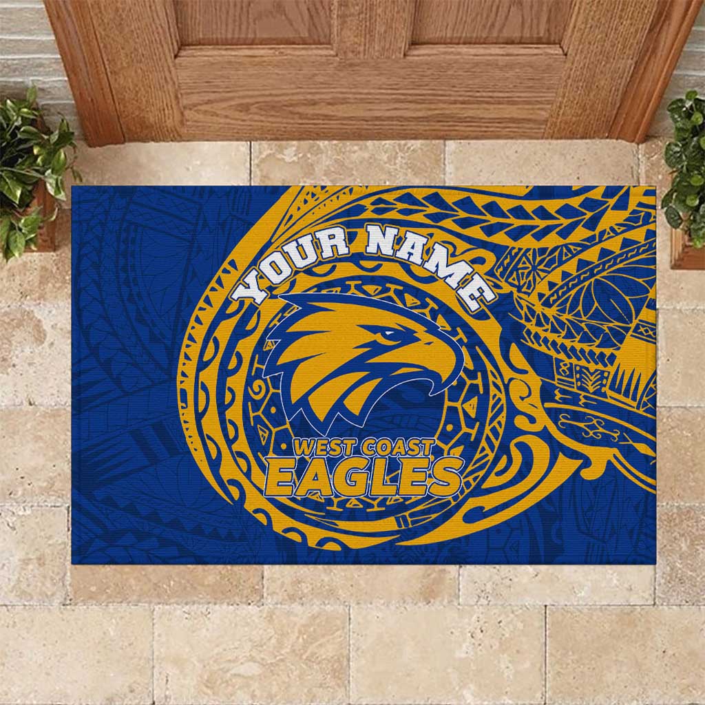 Personalized West Coast Eagles Polynesian Rubber Doormat Tribal Chest and Sleeve Tattoo Heritage Warrior