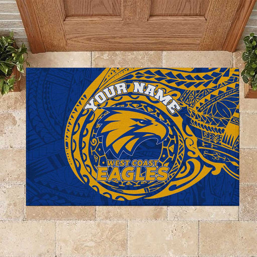 Personalized West Coast Eagles Polynesian Rubber Doormat Tribal Chest and Sleeve Tattoo Heritage Warrior