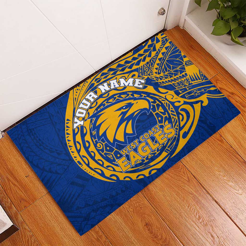 Personalized West Coast Eagles Polynesian Rubber Doormat Tribal Chest and Sleeve Tattoo Heritage Warrior