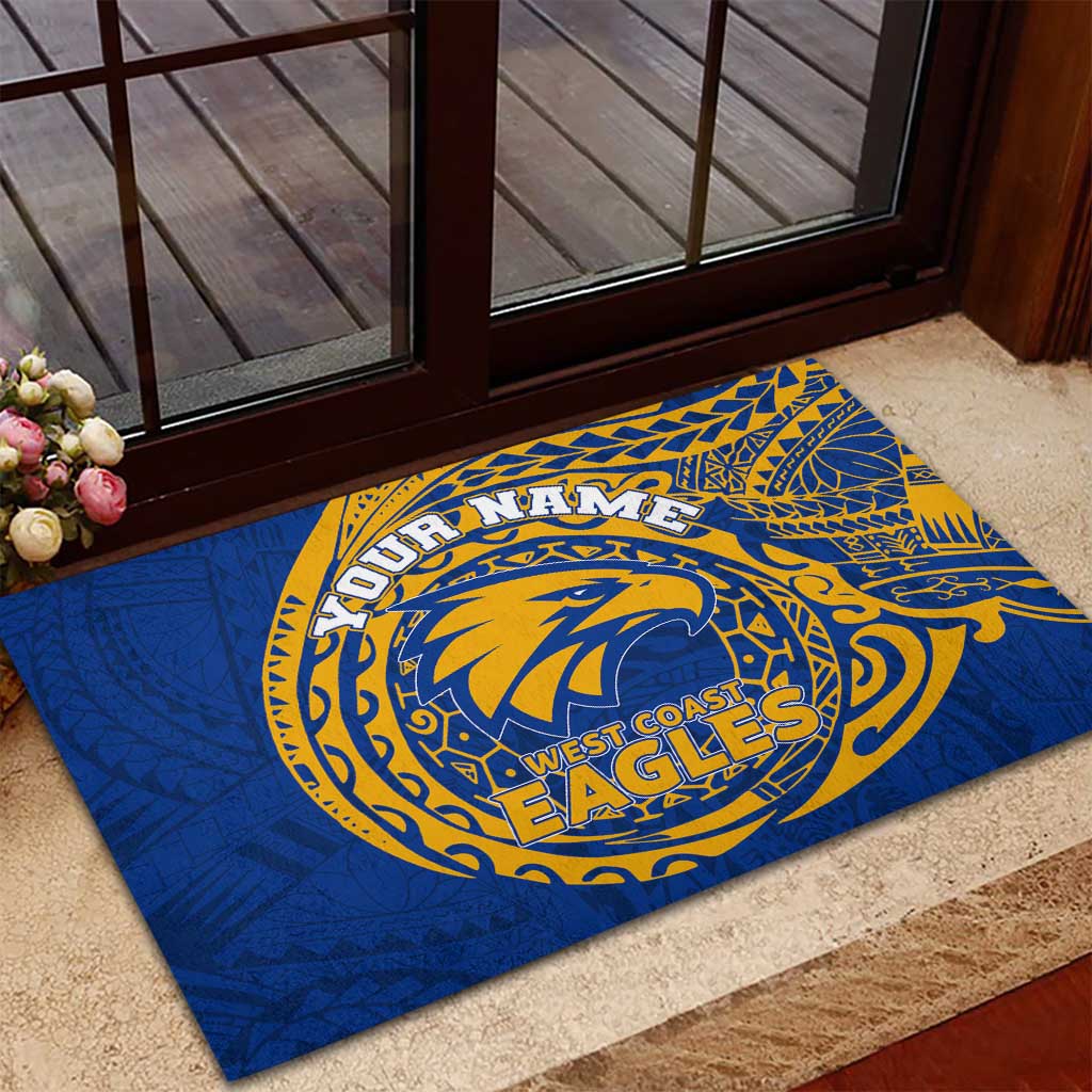 Personalized West Coast Eagles Polynesian Rubber Doormat Tribal Chest and Sleeve Tattoo Heritage Warrior