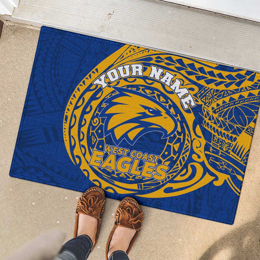 Personalized West Coast Eagles Polynesian Rubber Doormat Tribal Chest and Sleeve Tattoo Heritage Warrior