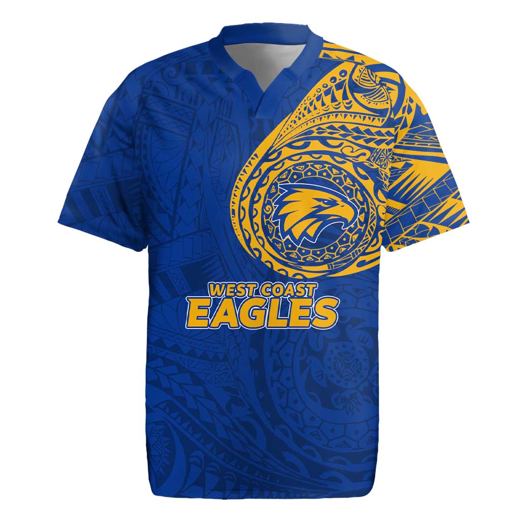 Personalized West Coast Eagles Polynesian Rugby Jersey Tribal Chest and Sleeve Tattoo Heritage Warrior
