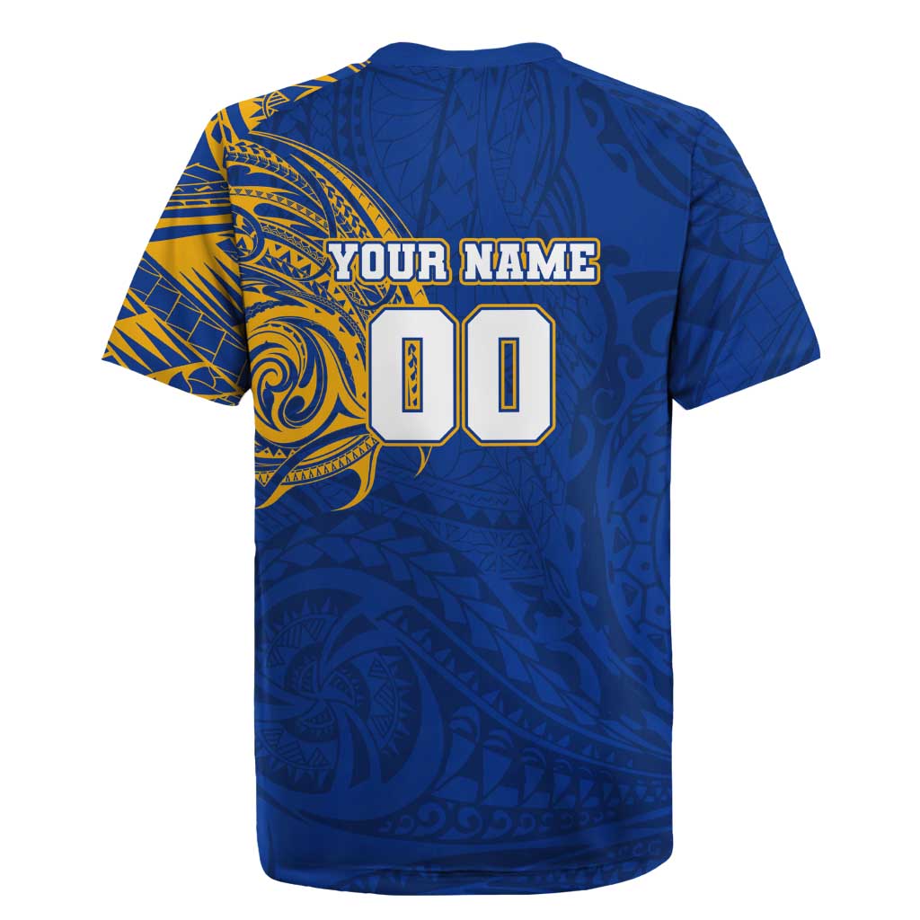 Personalized West Coast Eagles Polynesian Rugby Jersey Tribal Chest and Sleeve Tattoo Heritage Warrior