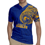 Personalized West Coast Eagles Polynesian Rugby Jersey Tribal Chest and Sleeve Tattoo Heritage Warrior