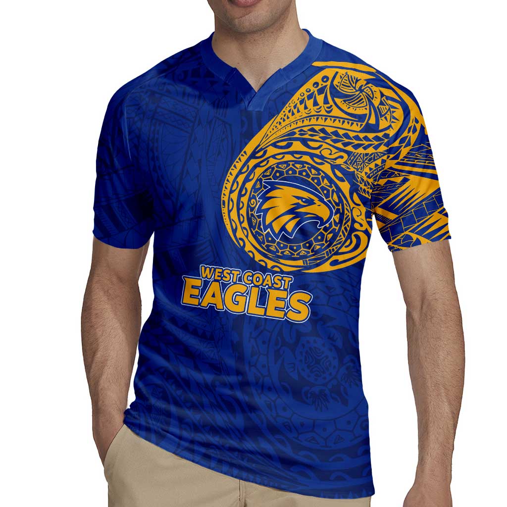 Personalized West Coast Eagles Polynesian Rugby Jersey Tribal Chest and Sleeve Tattoo Heritage Warrior