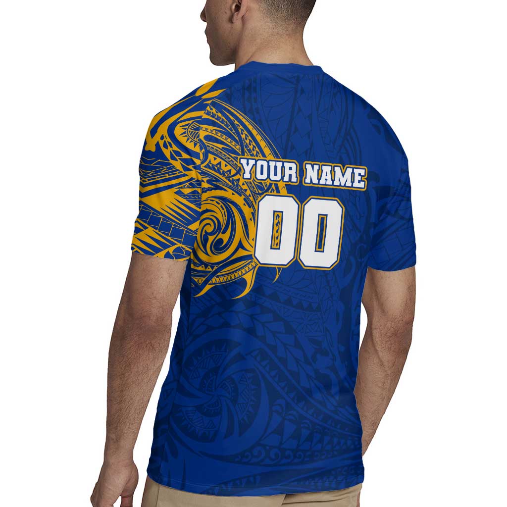 Personalized West Coast Eagles Polynesian Rugby Jersey Tribal Chest and Sleeve Tattoo Heritage Warrior