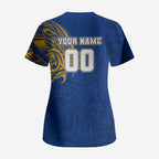 Personalized West Coast Eagles Polynesian Scrub Top Tribal Chest and Sleeve Tattoo Heritage Warrior