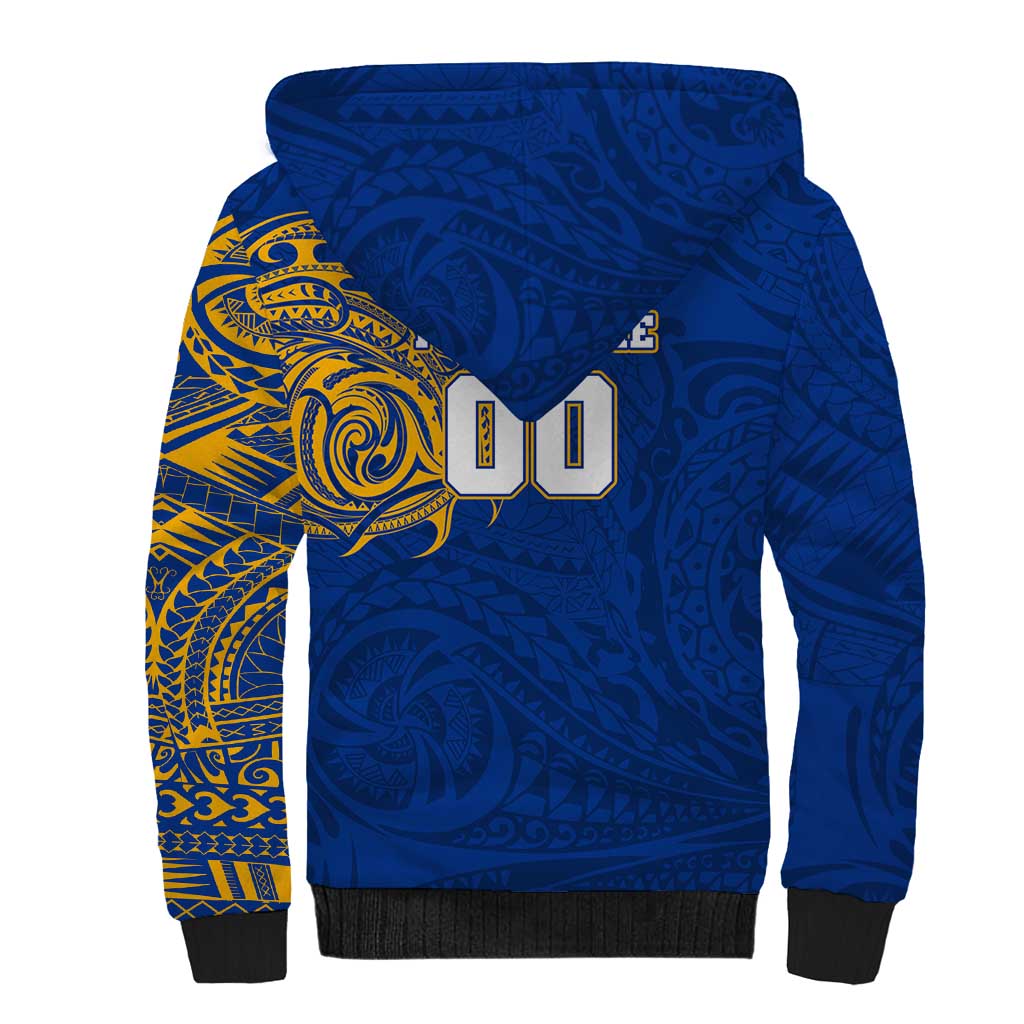 Personalized West Coast Eagles Polynesian Sherpa Hoodie Tribal Chest and Sleeve Tattoo Heritage Warrior