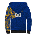 Personalized West Coast Eagles Polynesian Sherpa Hoodie Tribal Chest and Sleeve Tattoo Heritage Warrior