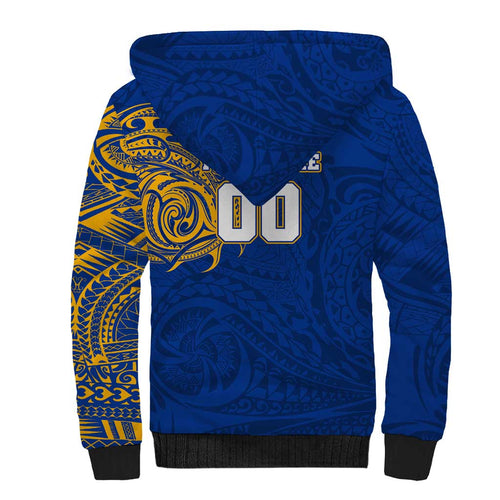 Personalized West Coast Eagles Polynesian Sherpa Hoodie Tribal Chest and Sleeve Tattoo Heritage Warrior