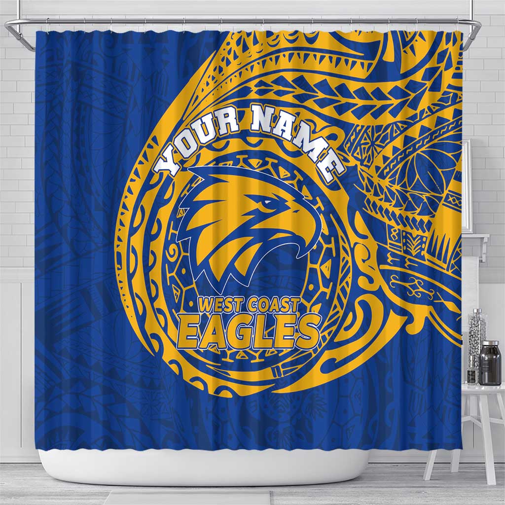 Personalized West Coast Eagles Polynesian Shower Curtain Tribal Chest and Sleeve Tattoo Heritage Warrior